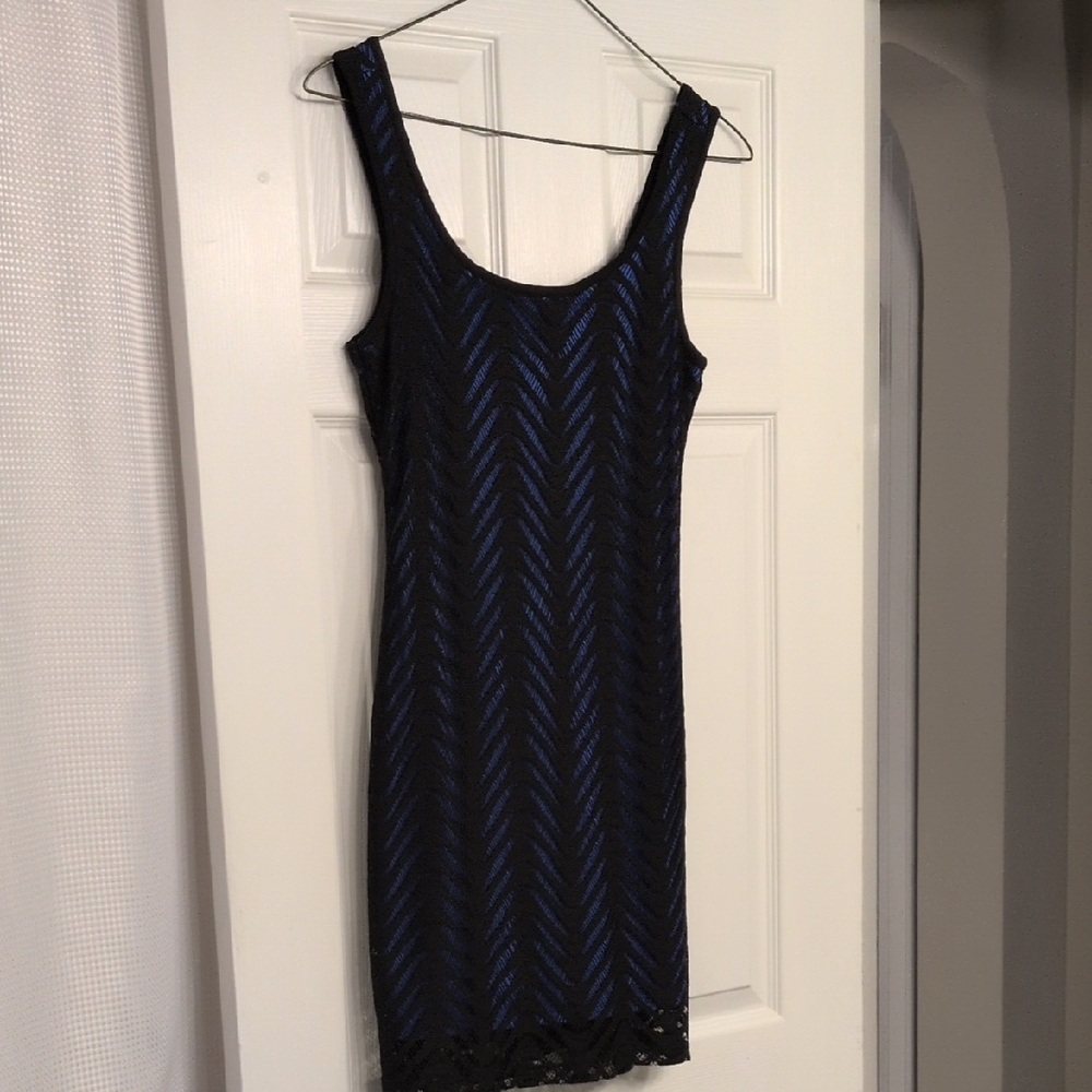 As U Wish Navy and Black Chevron Mini Dress